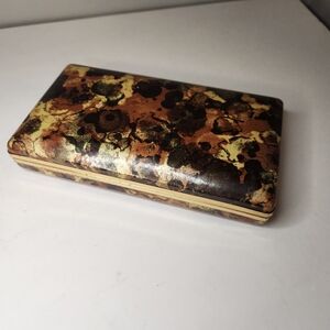 vintage 70s mele jewelry box earrings black gold travel organizational